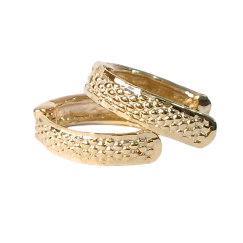 Brinco Argola P Xadrez S/P em ouro 18k .