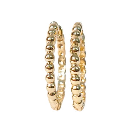 Brinco Argola Bolinha M S/P , em ouro 18k .