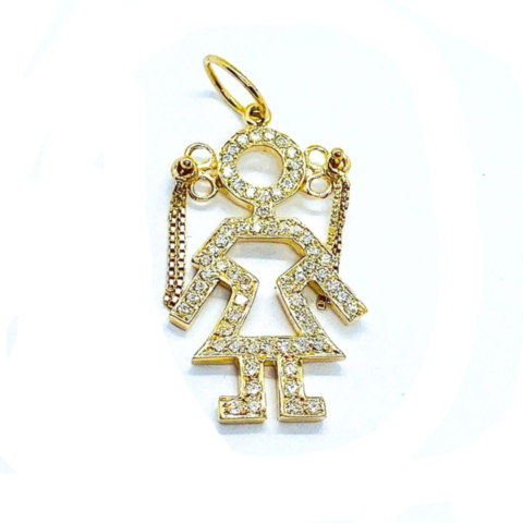 PINGENTE MENINA SUPER 48 PEDRAS