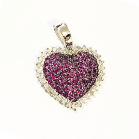 PINGENTE CORAÇÃO DE NEVE 34 PEDRAS