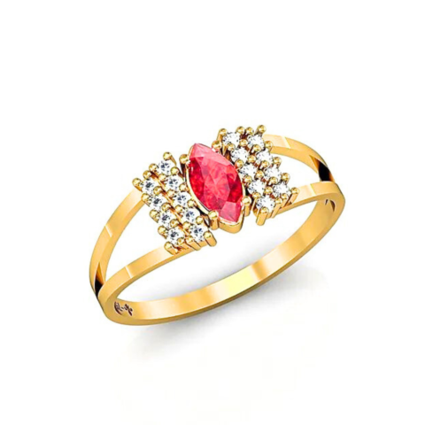 Anel de Formatura em ouro 18K, com 19 pedras 