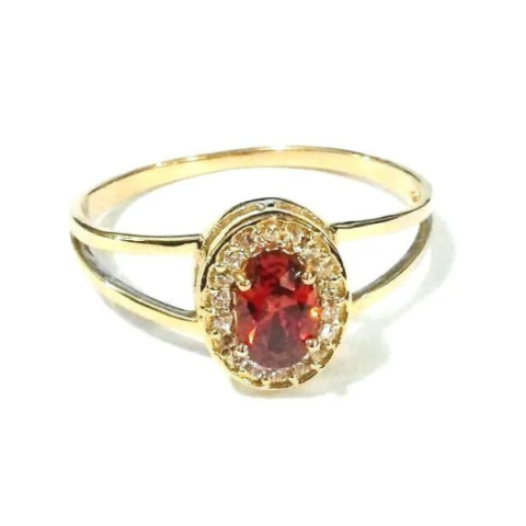 Anel Formatura com 18 pedras naturais ou sintéticas de 0,5 Pts e 01 Pedra Oval de 4x6 mm