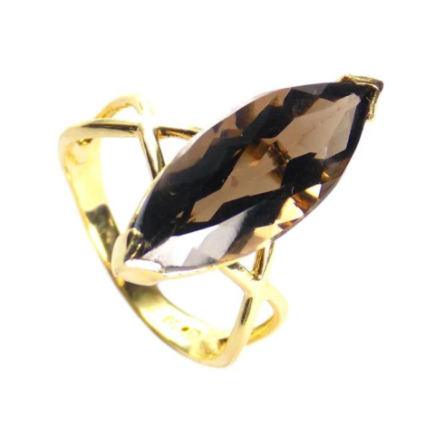 Anel Infinito com 1 pedra navete de 23 x 9 mm