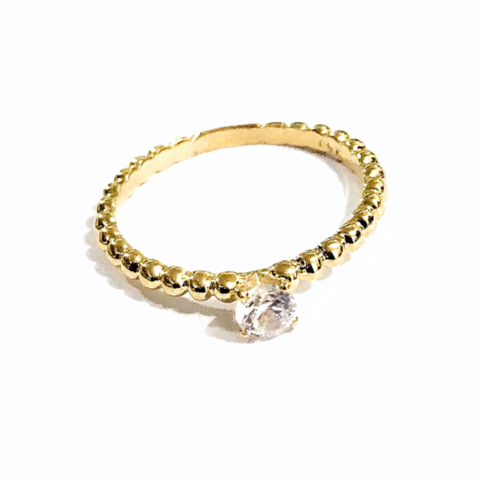 ANEL SOLITÁRIO BOLINHAS 1 PEDRA