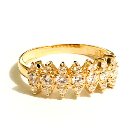 Anel Aliança 7 Navetes com 7 pedras de 6,0 Pts e 14 de 1,5Pts