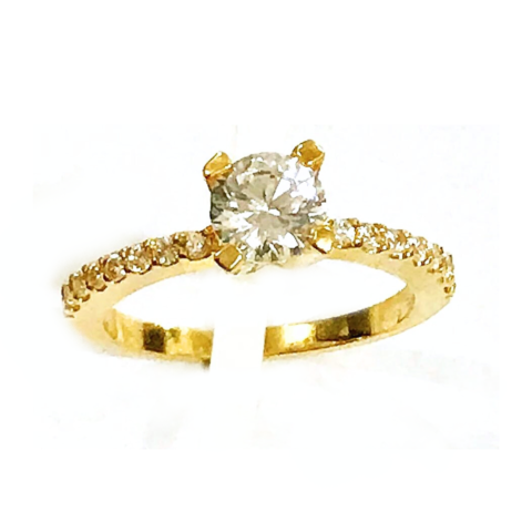 Anel Solitário com pedra central de 1 Ct e 14 de 2,0Pts 