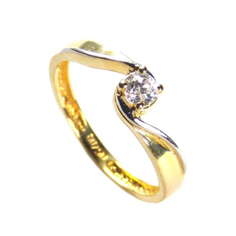 ANEL SOLITÁRIO DUO LINHAS 1 PEDRA