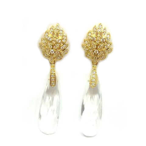 Brinco Pétalas M com 64 pedras de 0,5 Pts e 6 de 3,0 Pts