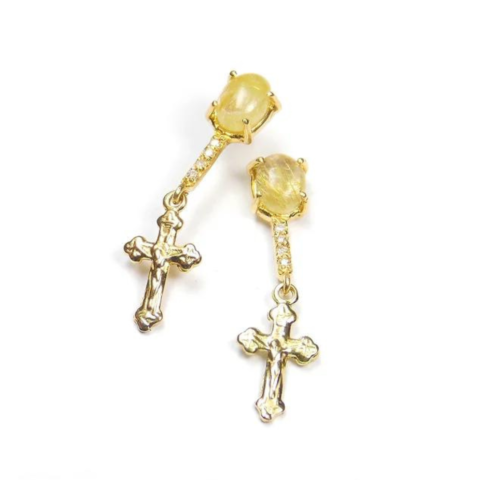 Brinco Perdão com 8 pedras de 0,5 Pts e 2 ovais 6 x 4 mm