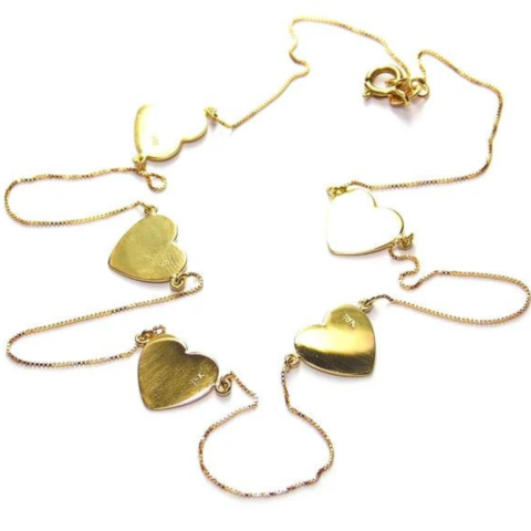 Colar 4 Corações em ouro 18K, sem pedras