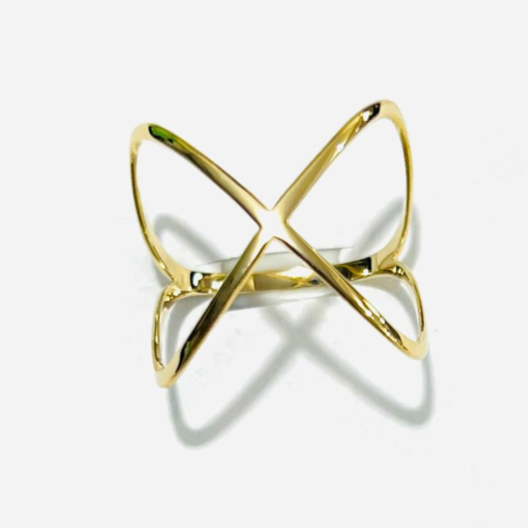 Anel X Chapado em ouro 18k sem pedra.