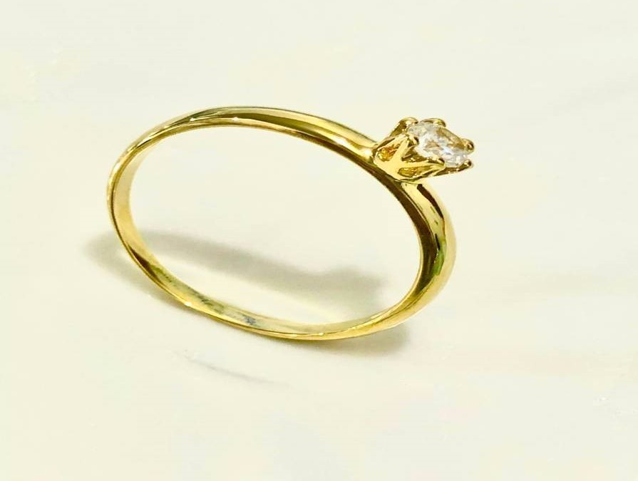 ANEL SOLITARIO LISO 1 PEDRA