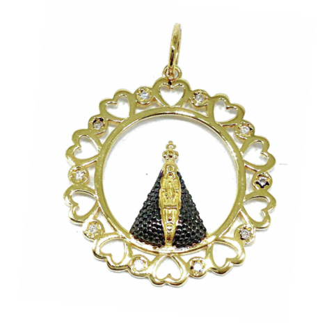 PINGENTE NOSSA SENHORA CORAÇÕES 10 PEDRAS