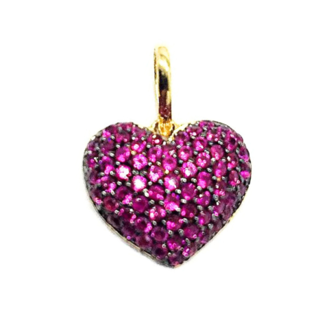 Pingente Coração Rubi M com 69 pedras de 1.25 mm