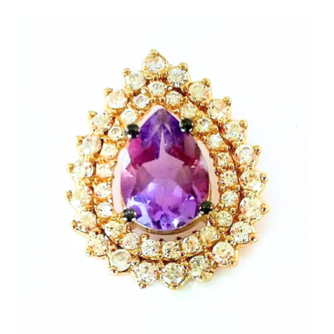 Pingente Gota Tate M com 44 pedras de 0.5 Pts e 1 gota 5 x 7 mm