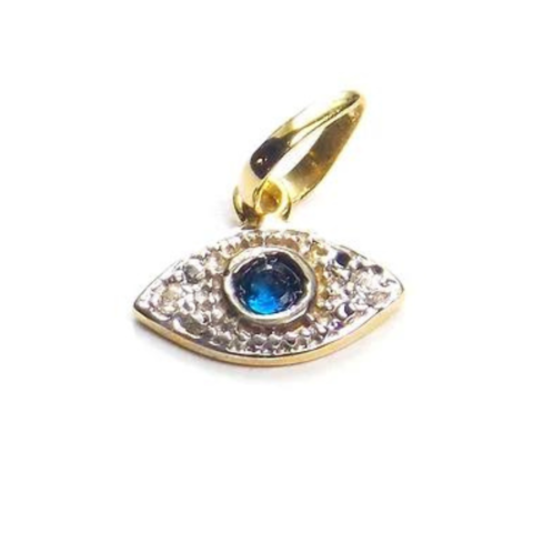 Pingente Olho Tudo Vê com 6 pedras de 0,5 Pts e 1 de 2,5 mm