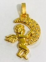 PINGENTE ANJO LUA PRATA 16 PEDRAS