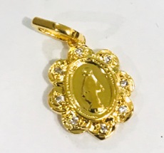 PINGENTE NOSSA SENHORA OVAL MINI 8 PEDRAS
