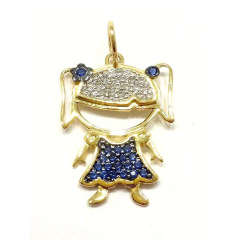 PINGENTE MENINA CHIQUINHA 21 PEDRAS