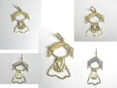 PINGENTE MENINA TÍMIDA 8 PEDRAS