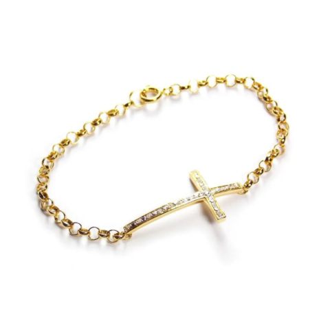 Pulseira Cruz Caída com 17 pedras de 0,5 Pts