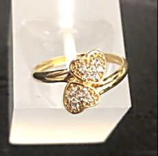 ANEL 2 CORAÇÕES FALINGE 12 PEDRAS