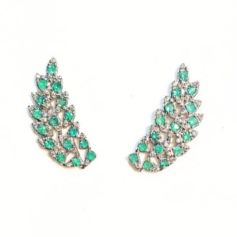 Brinco Asa Chapado com 86 pedras