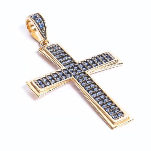 Pingente Cruz Mercy  em ouro 18k , 37 pedras