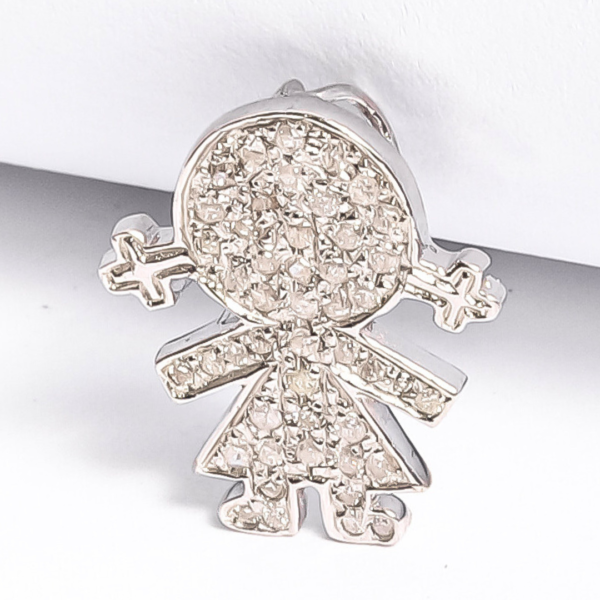 Pingente Menina M em ouro 18k , com 47 pedras.